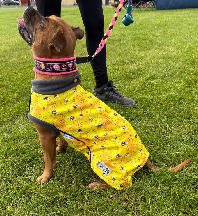 The Bee's Knees McTog - Microfleece Waterproof Dog Jacket - Step In Poppers