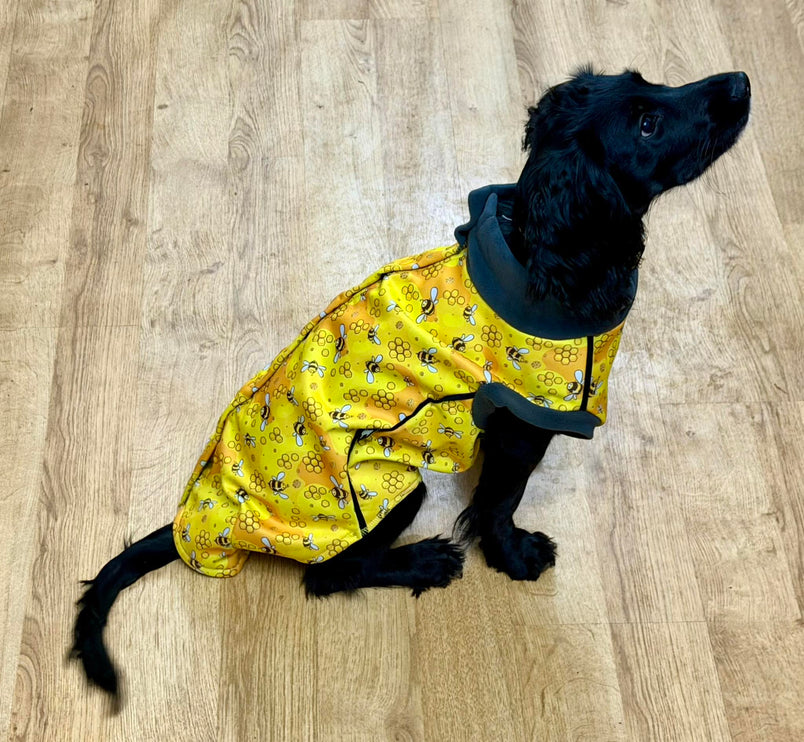 The Bee's Knees McTog - Microfleece Waterproof Dog Jacket - Step In Poppers