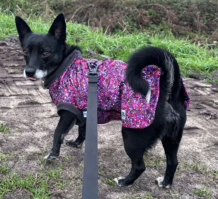 Planet Pink McTog - Microfleece Waterproof Dog Coat - Step In Poppers