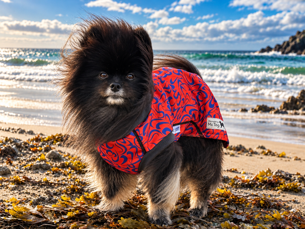 Ember Swirl McTog - Microfleece Waterproof Dog Jacket - Step In Poppers
