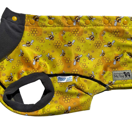 The Bee's Knees McTog - Waterproof Microfleece Dog Jacket - Step In Poppers