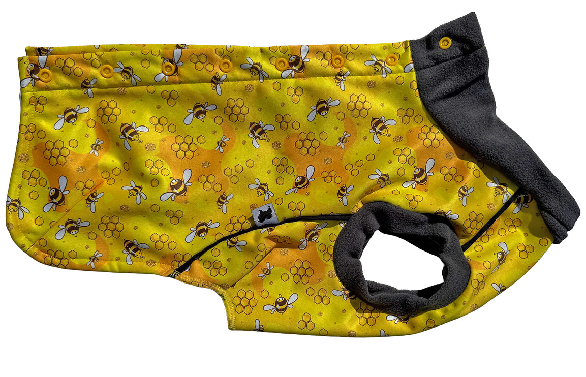 The Bee's Knees McTog - Microfleece Waterproof Dog Jacket - Step In Poppers