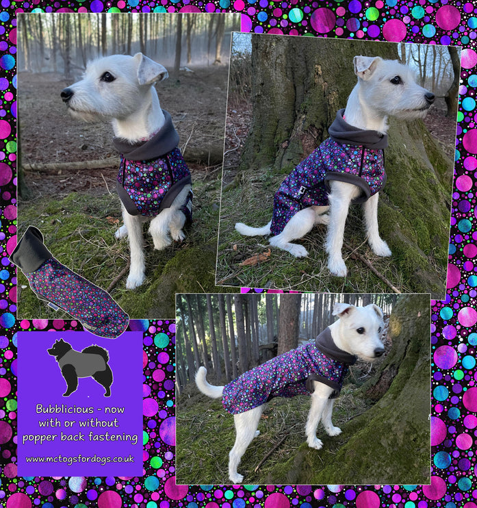 Bubbalicious McTog - Waterproof Microfleece Dog Sweater - Back Poppers