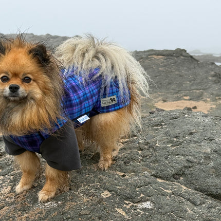 Heather Tide McTog - Microfleece Waterproof Dog Jumper - With Sleeves - Step In Poppers