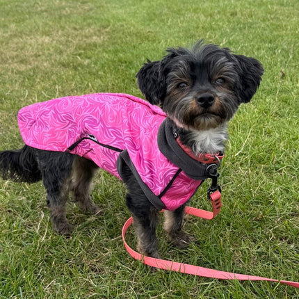 Flamingo Twist McTog - Microfleece Waterproof Dog Coat - Step In Poppers