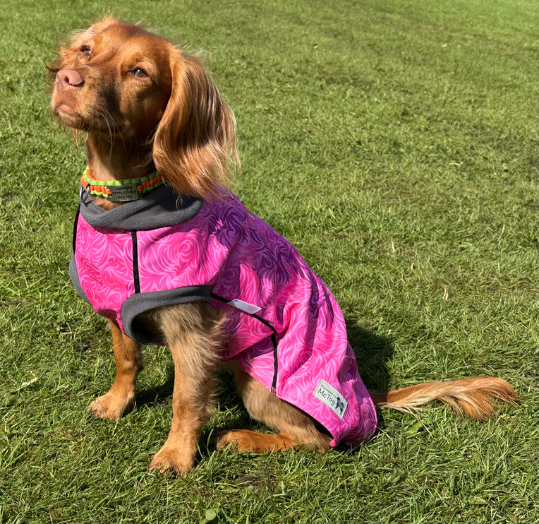 Flamingo Twist McTog - Microfleece Waterproof Dog Jacket - Step In Poppers