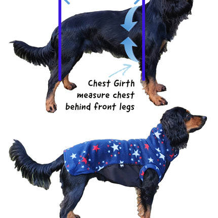 Blue Polar Fleece with Red waterproof Tummy McTog jumper