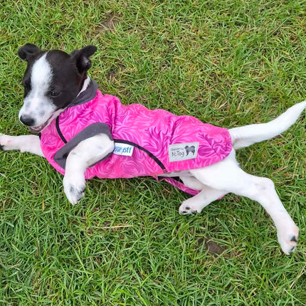 Flamingo Twist McTog - Microfleece Waterproof Dog Coat - Step In Poppers