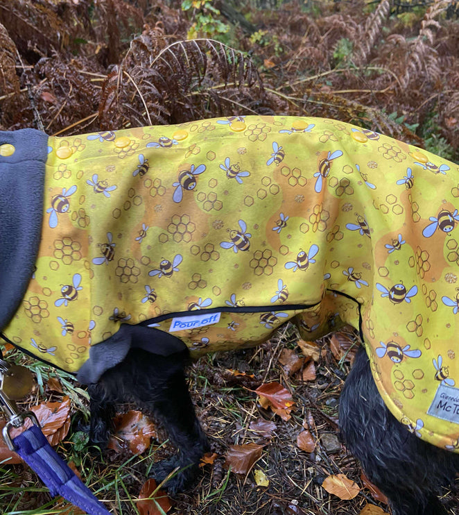 The Bee's Knees McTog - Microfleece Waterproof Dog Jacket - Step In Poppers