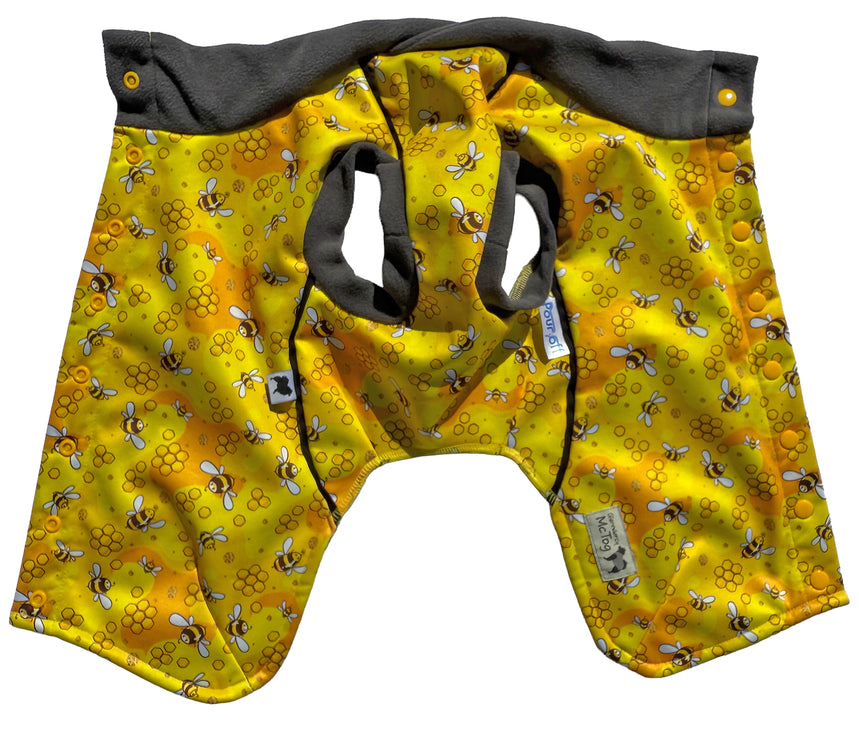 The Bee's Knees McTog - Waterproof Microfleece Dog Jacket - Step In Poppers