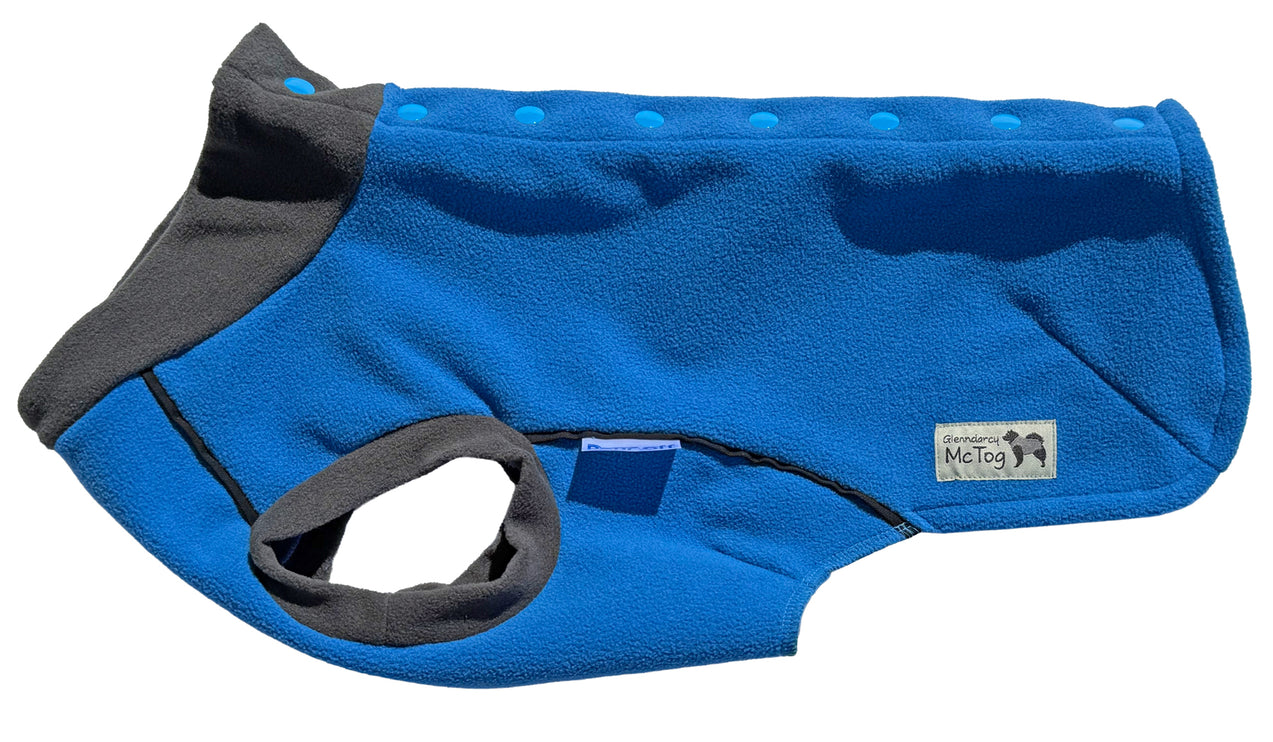 Cobalt Blue McTog - Double Layer Microfleece Waterproof Dog Coat - Step In Poppers