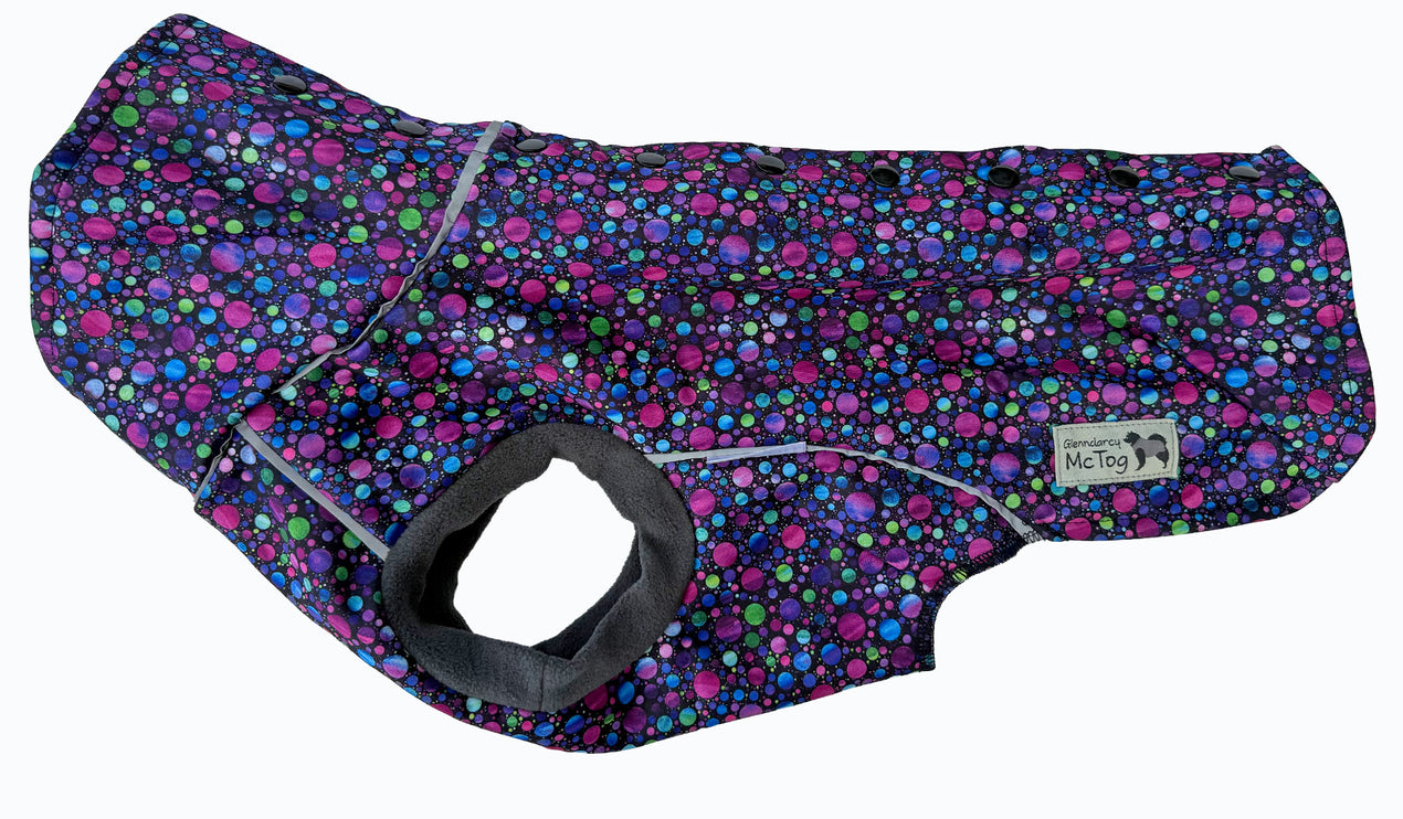 Glenndarcy McTog Bubblicious waterproof dog coat with high neck and full poppers