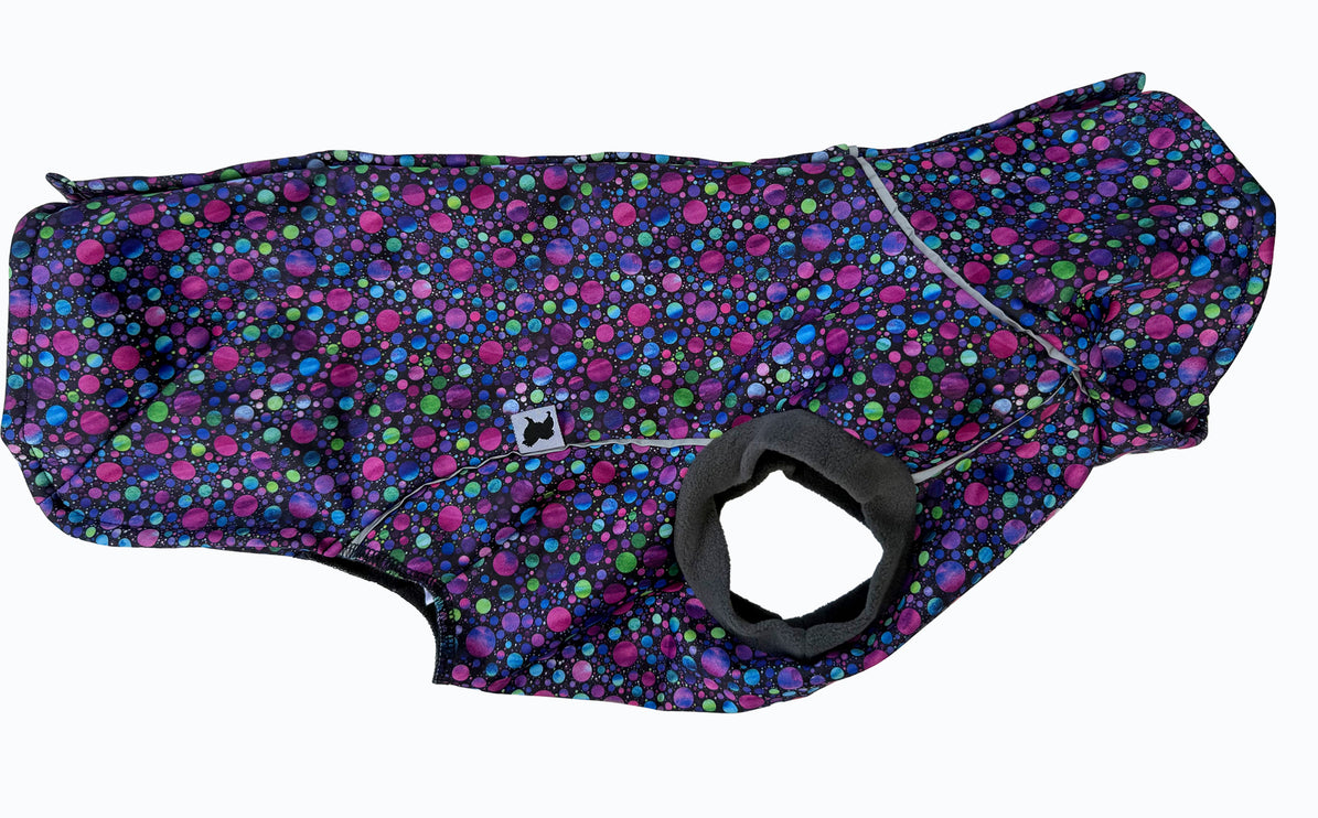 Bubblicious waterproof dog jumper with soft microfleece and high neck coverage