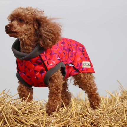 Cherry Fusion McTog - Microfleece Waterproof Dog Coat - Step In Poppers