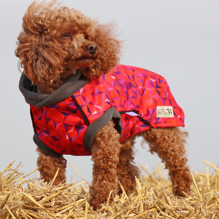 Cherry Fusion McTog - Microfleece Waterproof Dog Coat - Step In Poppers