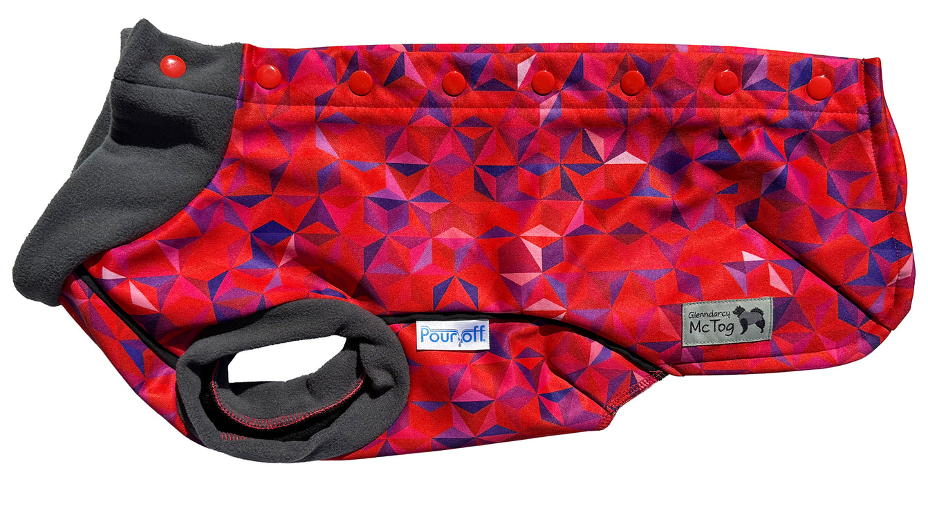 Cherry Fusion McTog - Microfleece Waterproof Dog Coat - Step In Poppers