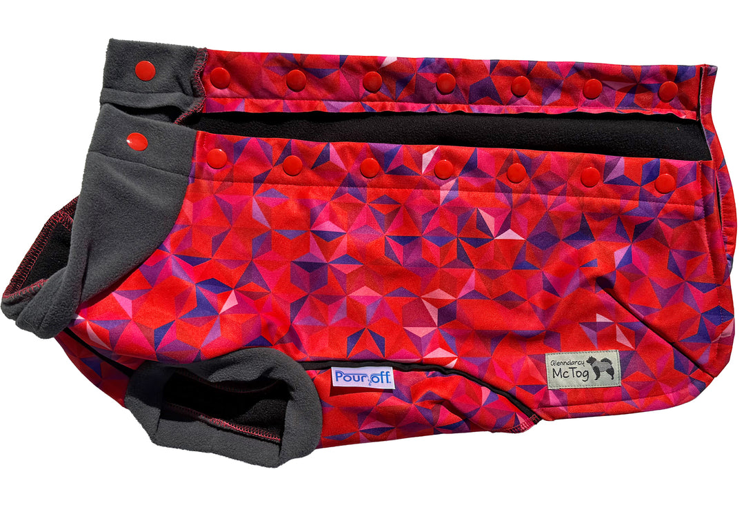 Cherry Fusion McTog - Microfleece Waterproof Dog Coat - Step In Poppers