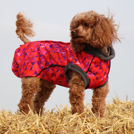 Cherry Fusion McTog - Microfleece Waterproof Dog Coat - Step In Poppers