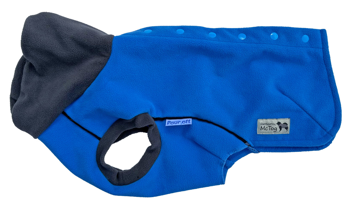 Cobalt Blue McTog - Double Layer Microfleece Waterproof Dog Sweater -  Back Poppers