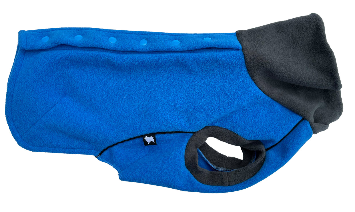 Cobalt Blue McTog - Double Layer Microfleece Waterproof Dog Sweater -  Back Poppers