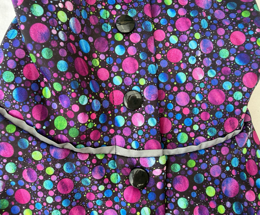 Bubblicious waterproof dog coat with easy step-in full popper opening