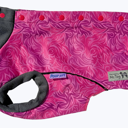 Flamingo Twist McTog - Microfleece Waterproof Dog Jacket - Step In Poppers