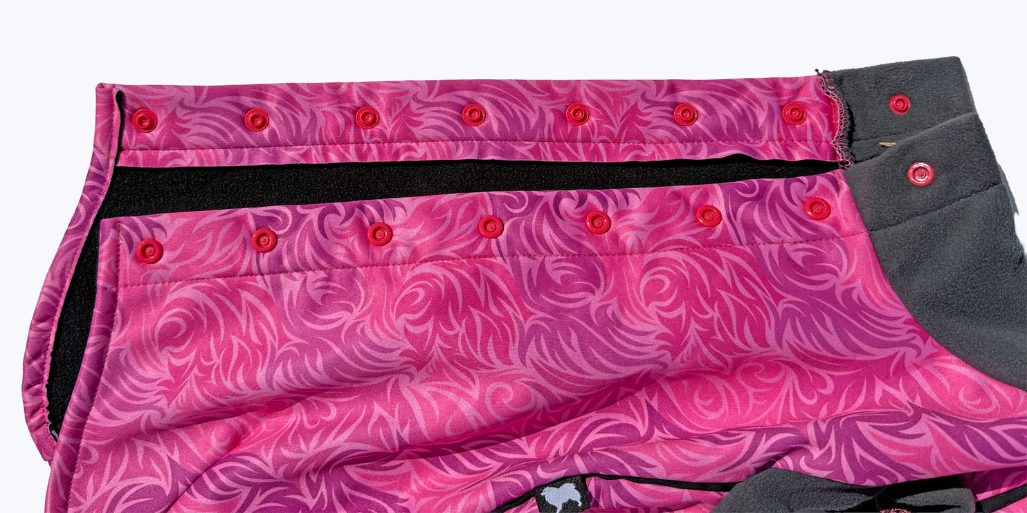 Flamingo Twist McTog - Microfleece Waterproof Dog Jacket - Step In Poppers