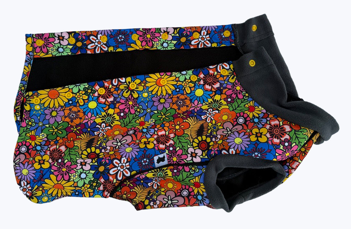 Flower Power McTog - Microfleece Waterproof Dog Jumper - Step In Poppers