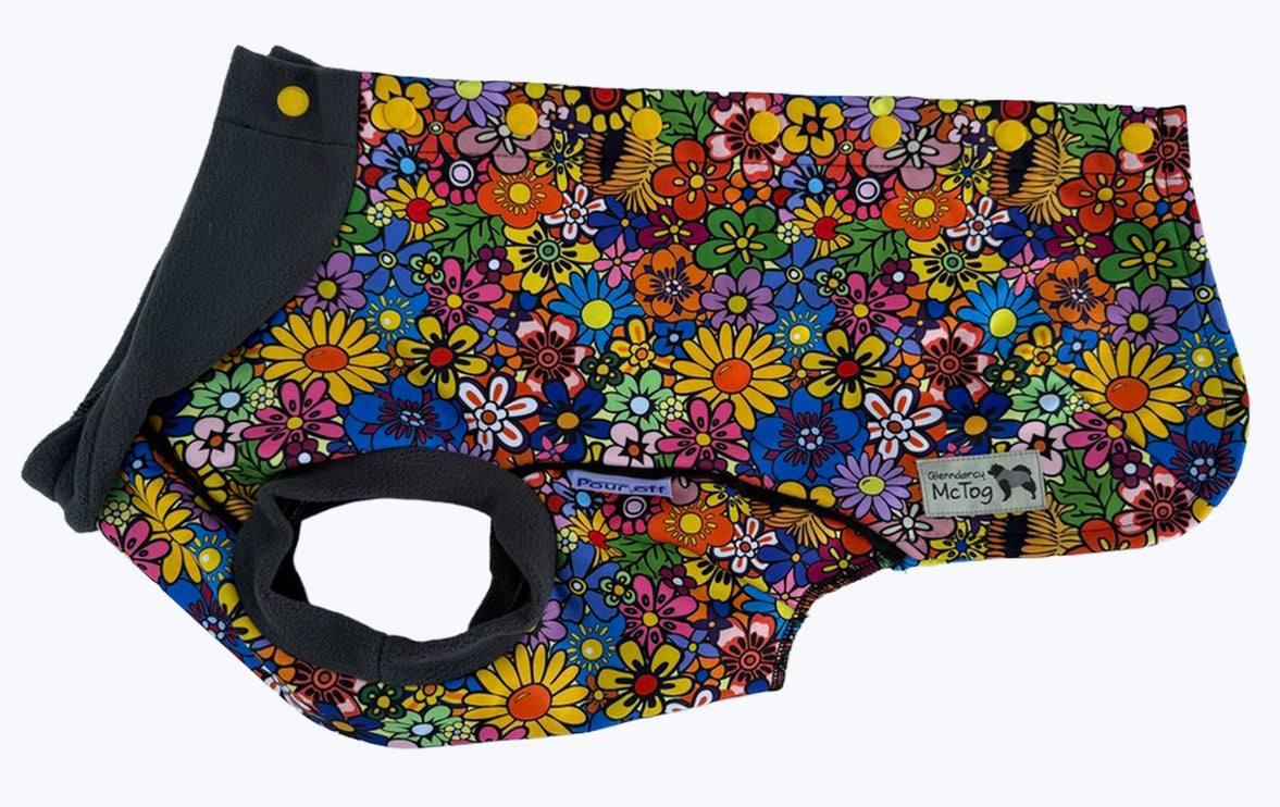 Flower Power McTog - Microfleece Waterproof Dog Jumper - Step In Poppers