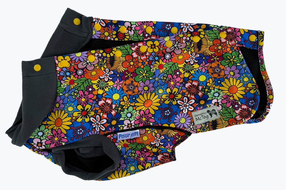 Flower Power McTog - Microfleece Waterproof Dog Jumper - Step In Poppers