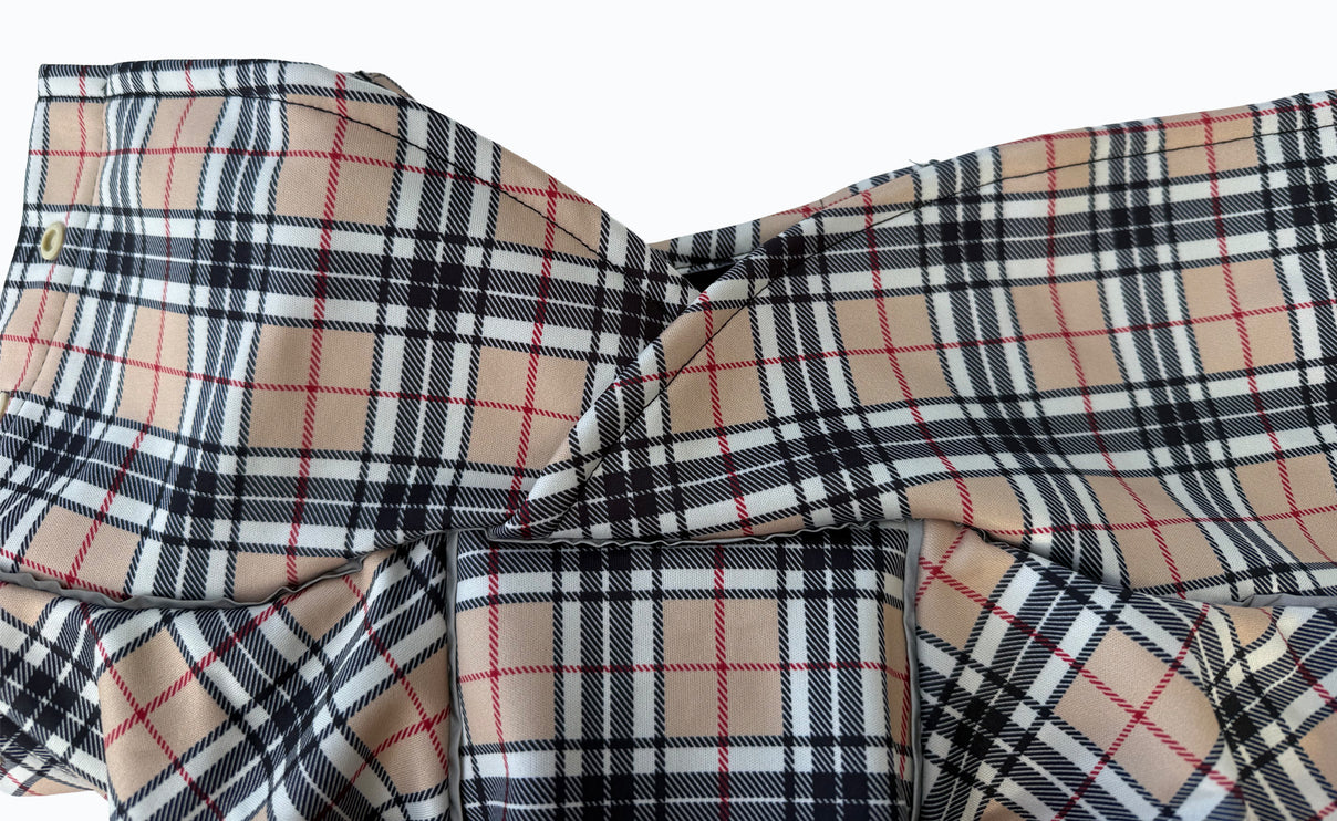 Close-up of Harris Pour Off waterproof PUL laminated microfleece dog coat fabric