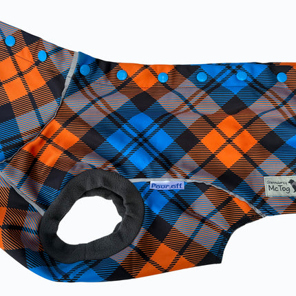 Close-up of Highlander Pour Off waterproof PUL laminated microfleece dog coat fabric