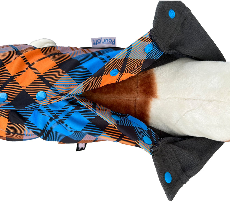 The Highlander McTog - Microfleece Waterproof Dog Jumper - With Sleeves - Step In Poppers