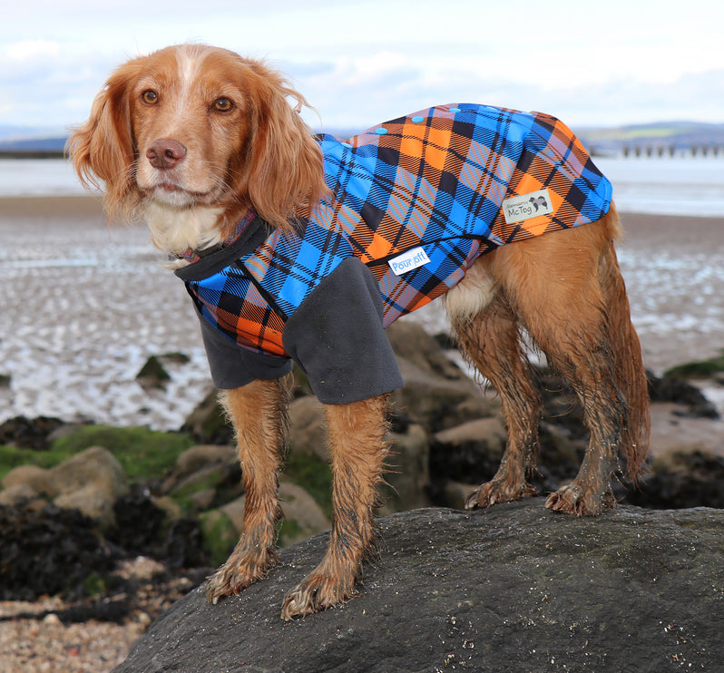 The Highlander McTog - Microfleece Waterproof Dog Jumper - With Sleeves - Step In Poppers