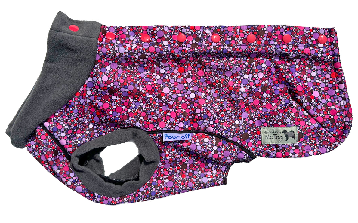 Planet Pink McTog - Microfleece Waterproof Dog Coat - Step In Poppers