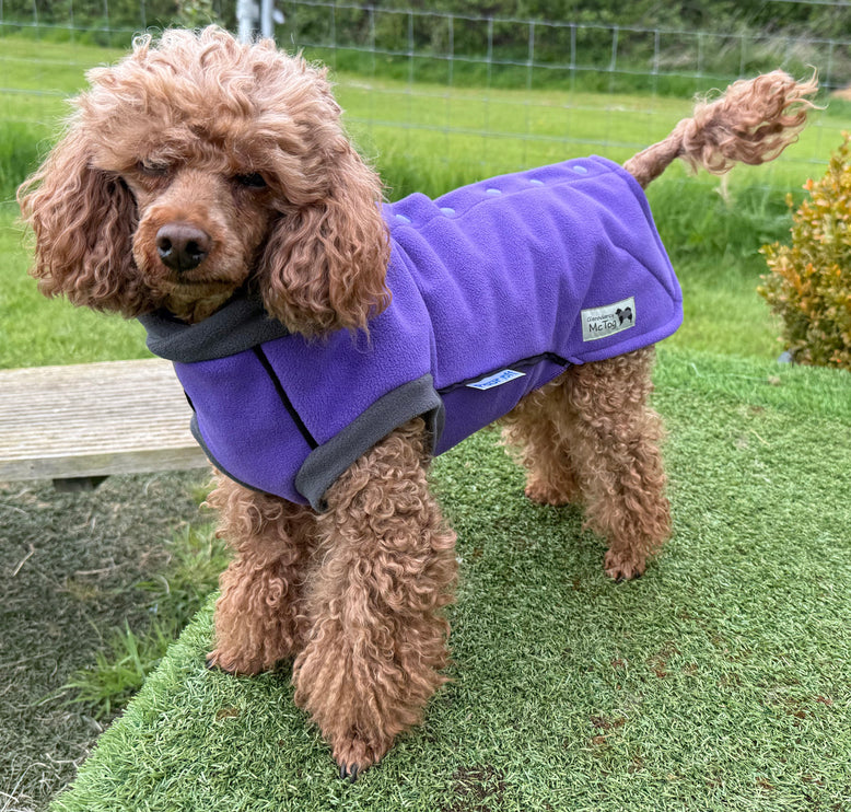 Purple McTog - Double Layer Microfleece Waterproof Dog Jacket - Step In Poppers