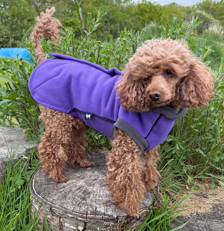 Purple McTog - Double Layer Microfleece Waterproof Dog Jacket - Step In Poppers
