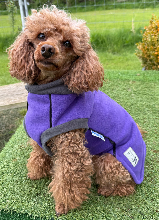 Purple McTog - Double Layer Microfleece Waterproof Dog Jacket - Step In Poppers