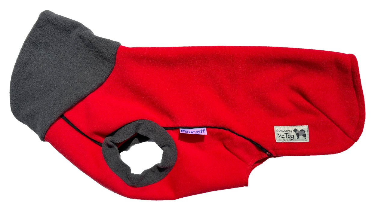 Racing Red McTog Double Layer Waterproof Microfleece Dog Sweater