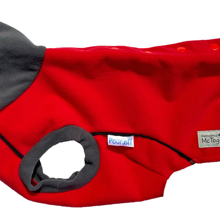 Racing Red McTog Double Layer Waterproof Microfleece Dog Sweater - Back Poppers