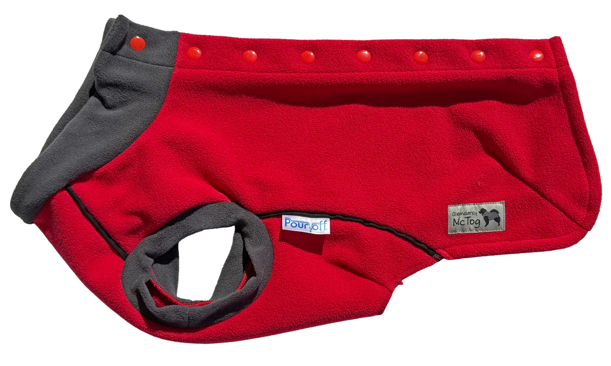 Racing Red McTog - Double Layer Microfleece Waterproof Dog Coat - Step In Poppers