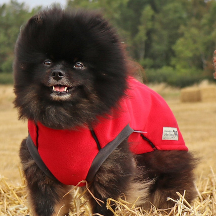 Racing Red McTog - Double Layer Microfleece Waterproof Dog Coat - Step In Poppers