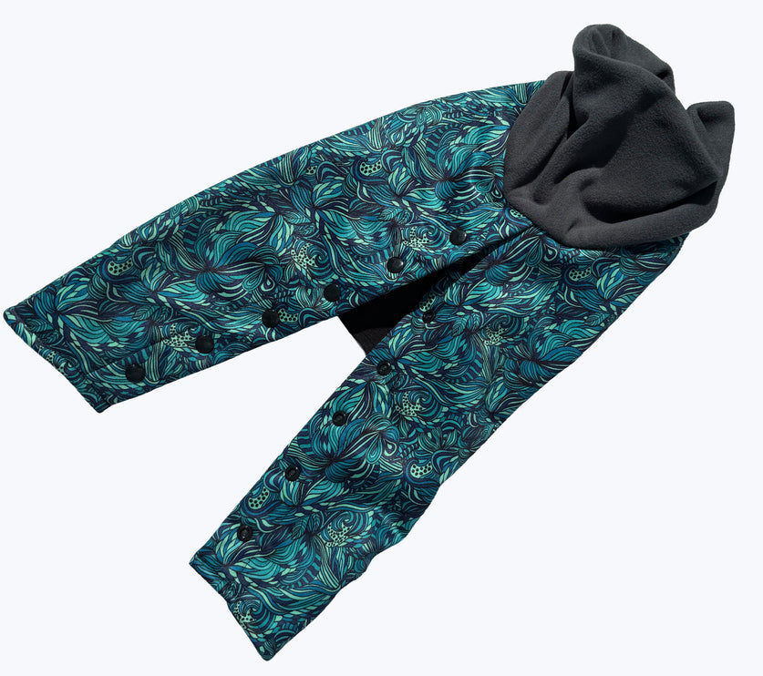 Sea Fern McTog - Microfleece Waterproof Dog Coat - Back Poppers