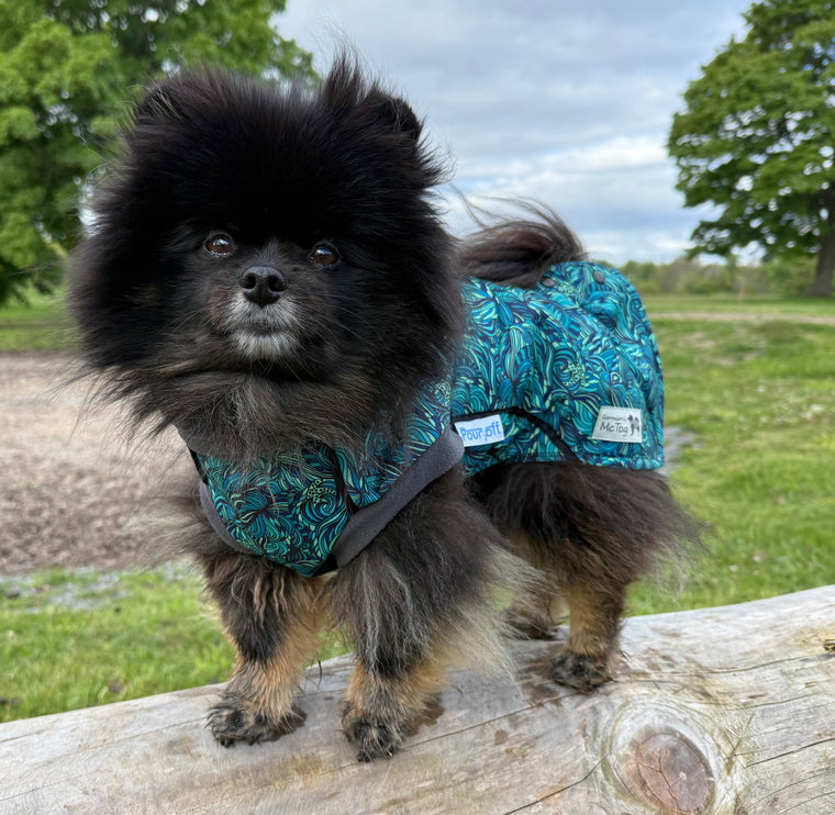 Sea Fern McTog - Microfleece Waterproof Dog Coat - Back Poppers