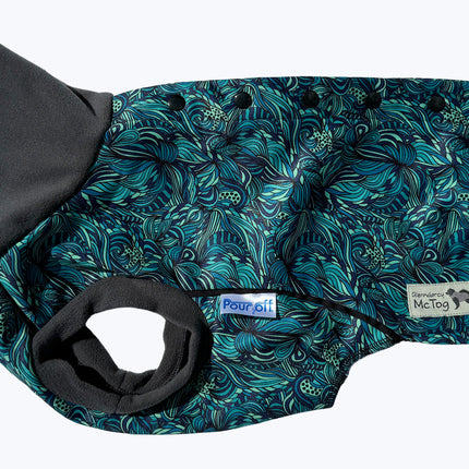 Sea Fern McTog - Microfleece Waterproof Dog Coat - Back Poppers