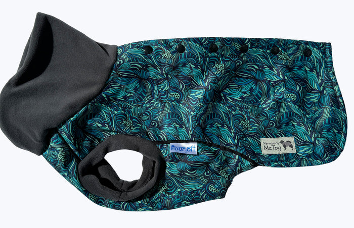 Sea Fern McTog - Microfleece Waterproof Dog Coat - Back Poppers
