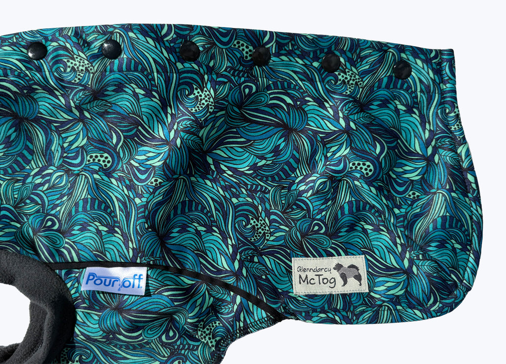 Sea Fern McTog - Microfleece Waterproof Dog Coat - Back Poppers