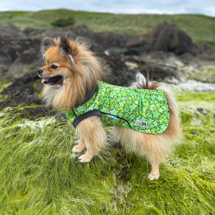 Star Lime McTog - Microfleece Waterproof Dog Coat - Back Poppers