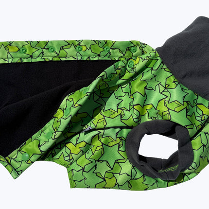 Star Lime McTog - Microfleece Waterproof Dog Coat - Back Poppers