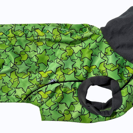Star Lime McTog - Microfleece Waterproof Dog Coat - Back Poppers